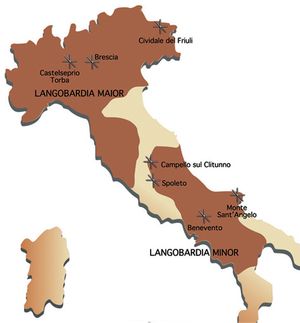 Mappa del sito seriale unesco _i longobardi in italia. i luoghi del potere 568-774 d.c._